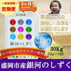 2023年5月発送開始『定期便』【9か月毎月配送】【銀河のしずく】【無洗米】30kg全9回
