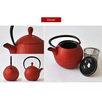 南部鉄器　ティーポット胡桃0.5L　レッド
