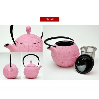 南部鉄器　ティーポット胡桃0.5L　桜ピンク