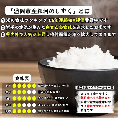 ★発送当日精米★盛岡市産銀河のしずく 無洗米 5kg《特A 6年連続受賞中》令和6年産