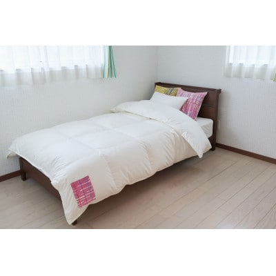 ダブル tsumugi 羽毛布団【合掛け】装飾:さんさ裂き織(ピンク)