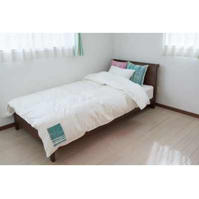 ダブル tsumugi 羽毛布団【合掛け】 装飾:さんさ裂き織(グリーン)