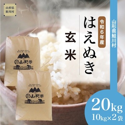 特A　はえぬき　20kg　(10kg×2)　 玄米　山形県令和6年産　全国送料無 特A はえぬき 20kg (10kg×2) 玄米 山形県令和6年産 全国送料