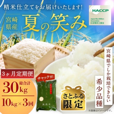 【発送月固定定期便】【さとふる限定】令和8年産 宮崎県産 夏の笑み 10kg(チャック付き)全3回