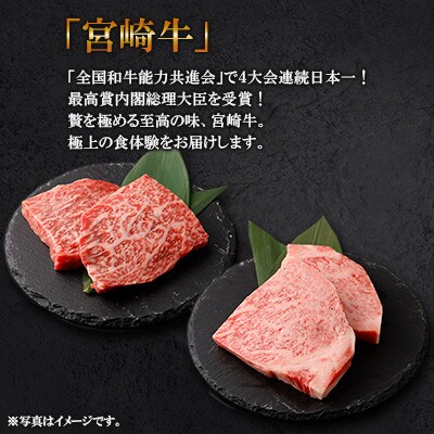宮崎牛ステーキ 2種 食べ比べ　計約450g ロース モモ(高鍋町)