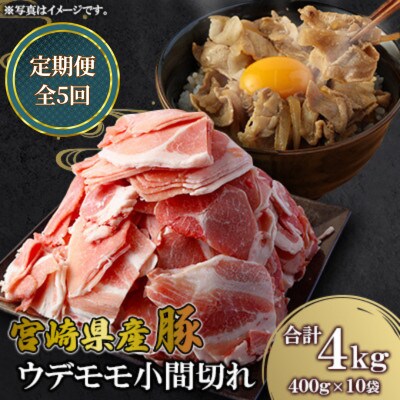 【毎月定期便】宮崎県産豚 ウデモモ 小間切れ 400g×10袋(高鍋町)全5回