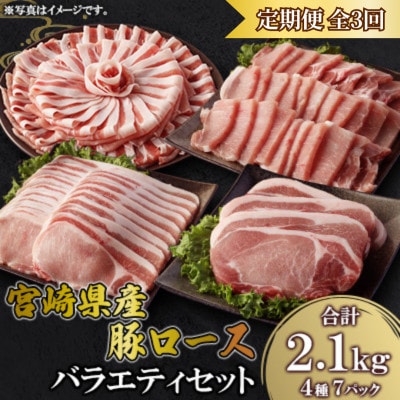 【毎月定期便】宮崎県産豚セット　計2.1kg(高鍋町)全3回
