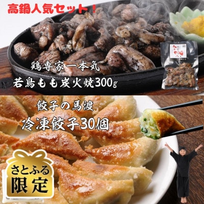 【さとふる限定】【人気コラボ!】馬渡 餃子 30個+一本気 若鶏もも炭火焼 300g