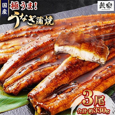 国産うなぎ(国産 鰻) 3尾 計約330g(高鍋町)