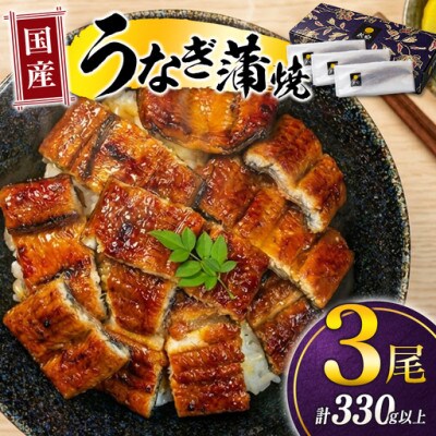 土用丑の日!国産 うなぎ(国産 鰻) 3尾 計約330g(高鍋町)