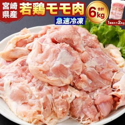 宮崎県産 若鶏モモ肉 凍結 6kg(2kg×3袋)(高鍋町)