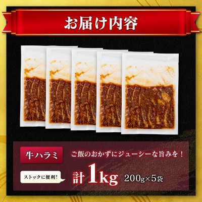 牛 ハラミ 1kg(200g×5袋)醤油だれ (高鍋町)