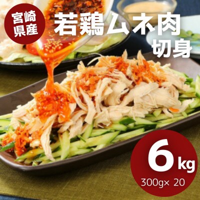 宮崎県産若鶏ムネ肉　カット 小分け 6kg(300g×20) 　K16_0127