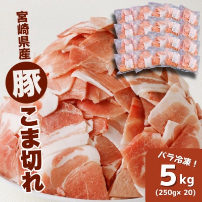 宮崎県産豚こま切れ　バラIQF凍結 小分け　5kg(250g×20)　K16_0137