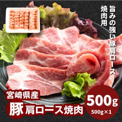 宮崎県産豚肩ロース焼肉 500g　K16_0175