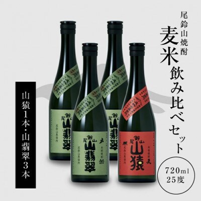 焼酎尾鈴山(山猿1本・山翡翠3本)　各720ml