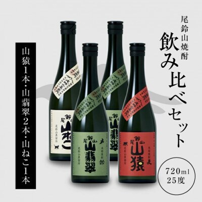 焼酎尾鈴山(山ねこ1本・山猿1本・山翡翠2本)　各720ml
