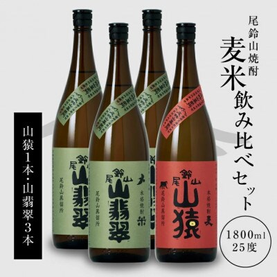 焼酎尾鈴山(山猿1本・山翡翠3本)各1,800ml