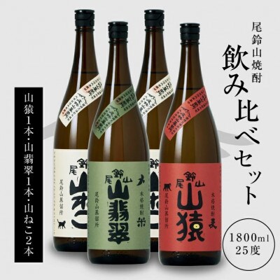 焼酎尾鈴山(山ねこ2本・山猿1本・山翡翠1本)各1,800ml