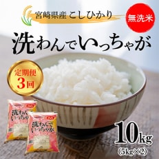 【毎月定期便】宮崎県産 無洗米こしひかり 洗わんでいっちゃが10kg全3回