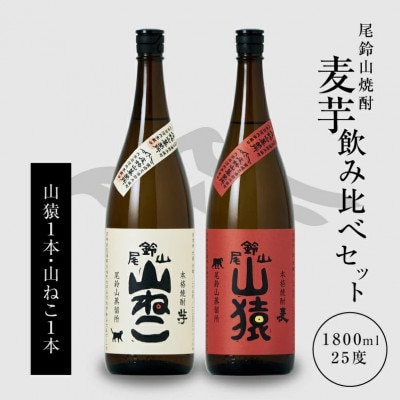 焼酎尾鈴山一升瓶(山猿1本・山ねこ1本)各1,800ml