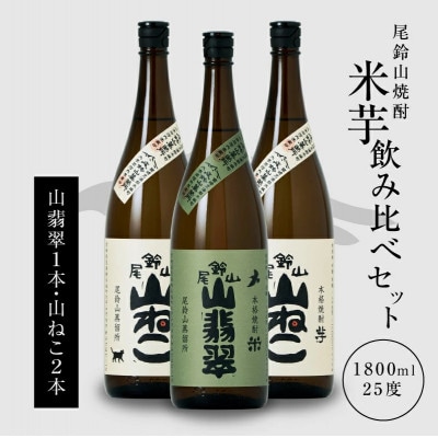 焼酎尾鈴山一升瓶(山翡翠1本・山ねこ2本)各1,800ml