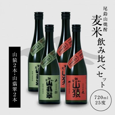 焼酎尾鈴山(山猿2本・山翡翠2本) 各720ml