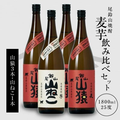 焼酎尾鈴山(山ねこ1本・山猿3本)各1,800ml