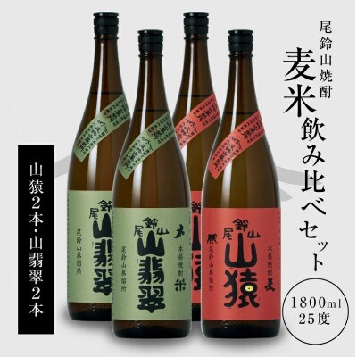 焼酎尾鈴山(山猿2本・山翡翠2本)各1,800ml