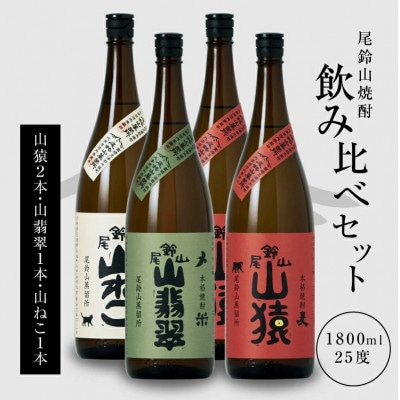 焼酎尾鈴山(山ねこ1本・山猿2本・山翡翠1本)各1,800ml