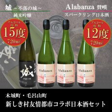 木城町・毛呂山町 新しき村友情都市コラボ日本酒2種4本セット(城1本・Alabanza3本)