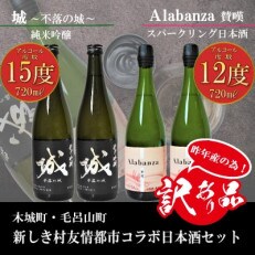 【訳あり】令和4年製造　新しき村友情都市コラボ2種4本セット(城2本・Alabanza2本)