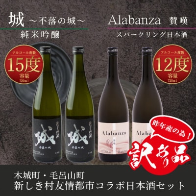 【訳あり】令和7年産 コラボ日本酒2種4本セット(城2本・Alabanza2本)K21_0017_3