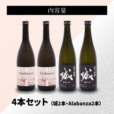 【訳あり】令和7年産 コラボ日本酒2種4本セット(城2本・Alabanza2本)K21_0017_3
