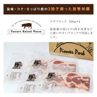 ≪放牧和豚≫ウデブロック500g×4 【合計2kg】