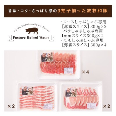 ≪放牧和豚≫3種のしゃぶしゃぶセット【合計2.4kg】
