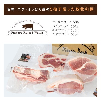 ≪放牧和豚≫4種のブロック食べ比べセット【合計2kg】