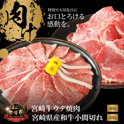 宮崎牛ウデ焼肉400g　宮崎県産和牛小間切れ100g (木城町) K18_0025_6