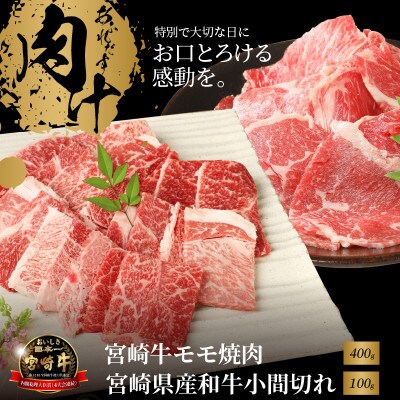 宮崎牛モモ焼肉400g　宮崎県産和牛小間切れ100g (木城町) K18_0027_5