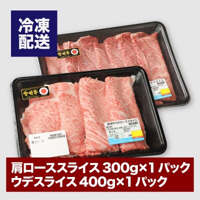 宮崎牛肩ローススライス300g ウデスライス400g(木城町) K18_0039_3