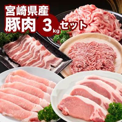 宮崎県産豚肉3kgセット(木城町)