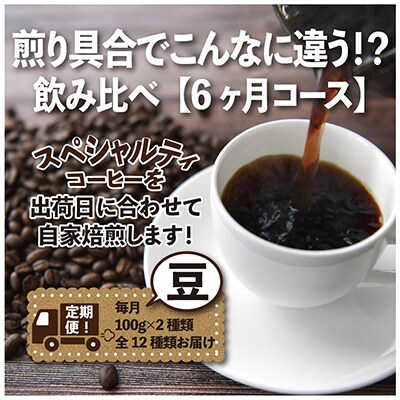 【毎月定期便】煎り具合でこんなに違う!?飲み比べ「6ヶ月コース(豆)」全6回