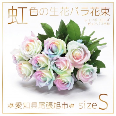 生花 レインボーローズ 花束 ピュアパステル Sサイズ : 愛知県尾張旭市 10本