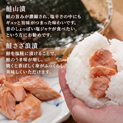 ＜佐藤水産＞北海道のこだわり鮭切身2種(鮭山漬と鮭さざ浪漬)