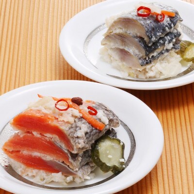 冬の蔵　佐藤水産の紅鮭とにしんの飯寿司　各300g　計600g