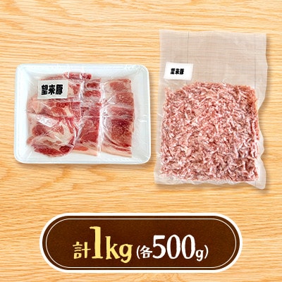 石狩名産・望来豚切り落とし&ひき肉　合計1kg