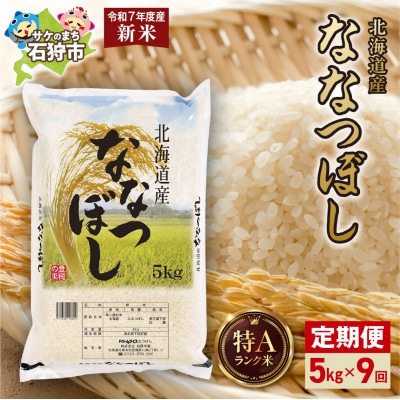 【毎月定期便】【令和7年度産】北海道産 ななつぼし 精米 5kg全9回