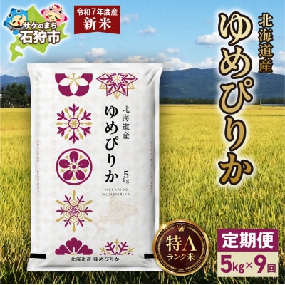 【毎月定期便】【令和7年度産】北海道産 ゆめぴりか 精米 5kg全9回