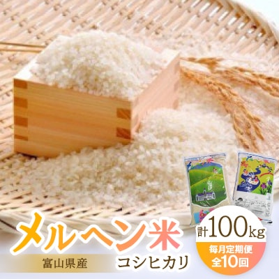 【毎月定期便】富山県メルヘン米コシヒカリ計100kg(10kg×10回)全10回