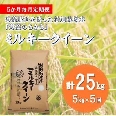 【毎月定期便】ミルキークイーン(海藻のちから)(精米)5kg全5回